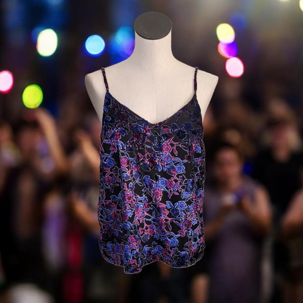 Simply Styled Floral Camisole - Black and Purple